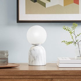 Nelia Frosted Glass Globe Resin Table Lamp