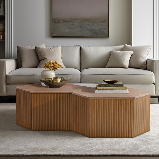 Honey Fluted Hexagon Coffee Table