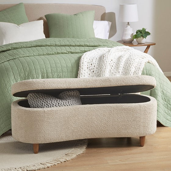 Bailey Boucle Flip Top Storage Bench