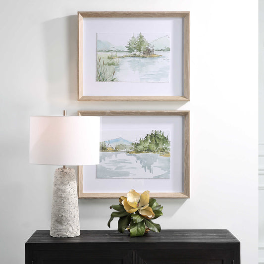 Serene Lake Framed Prints, S/2