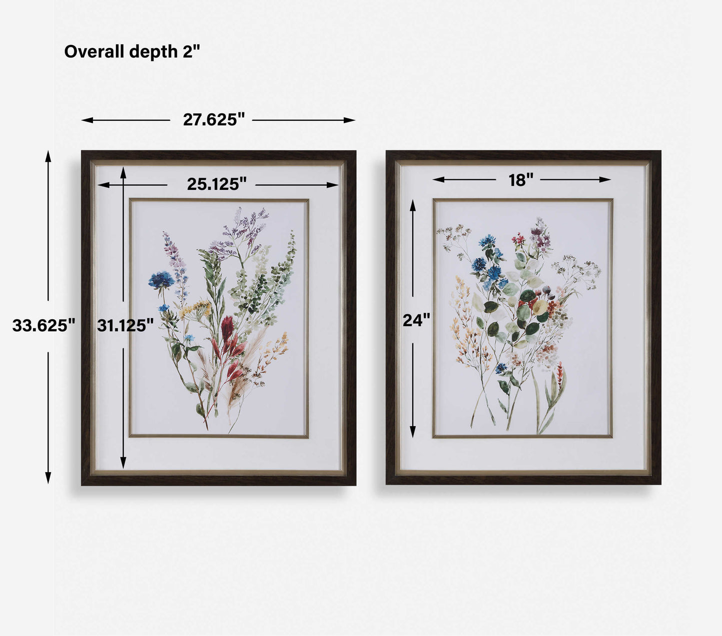 Delicate Flowers Framed Prints, s/2