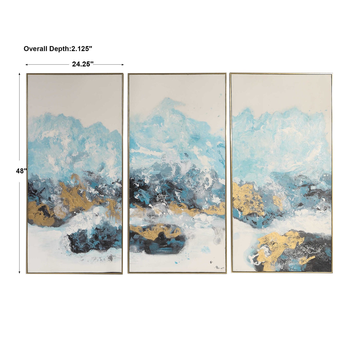 Crashing Waves Hand painted Canvases, S/3