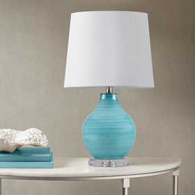 Maelle Blue Aqua Swirl Blown Glass Table Lamp