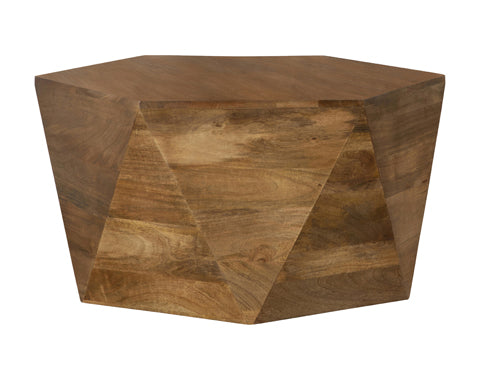 Zalika Hexagonal Solid Mango Wood Coffee Table Natural