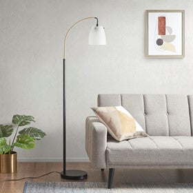 Bristol Arched Metal Floor Lamp with Frosted Glass Shade