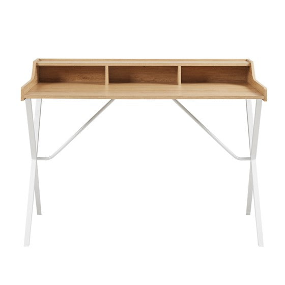 Laurel 23.5" Writing Desk With Storage And Metal Crossed Legs