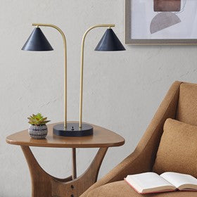 Bower 2-Light Metal Table Lamp with Chimney Shades