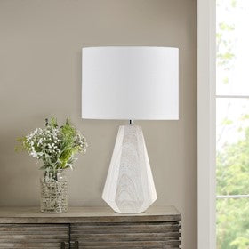 Flinn 23" Resin Table Lamp with Faux Wood Texture