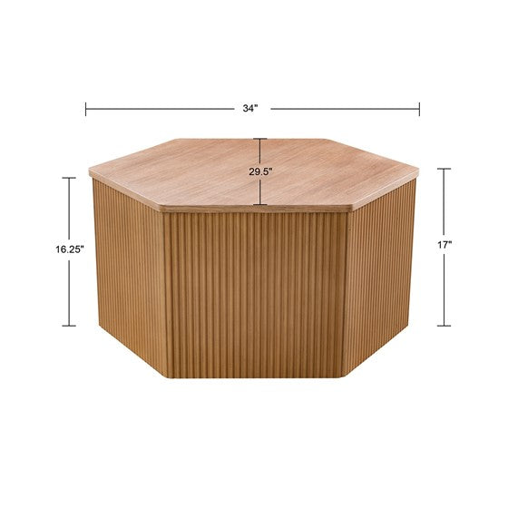 Honey Fluted Hexagon Coffee Table