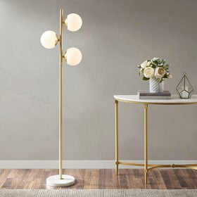 Holloway 3-Globe Light Floor Lamp with Marble Base